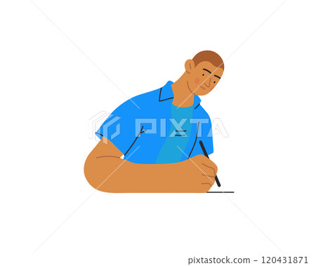 Writing people, modern flat vector concept illustration- sitting woman thoughtfully writing on paper. Metaphor for reflection, personal insight, contemplation, creative expression Writing people, modern flat vector concept illustration- sitting woman thoughtfully writing on paper. Metaphor for reflection, personal insight, contemplation, creative expression 120431871