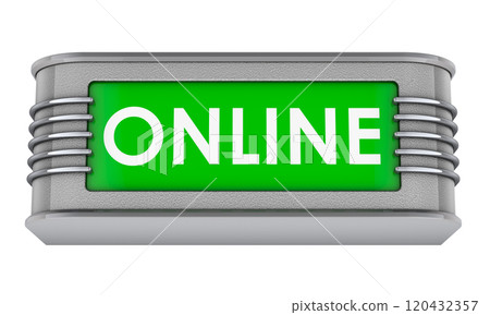 Online Green Sign Lightbox, 3D rendering 120432357