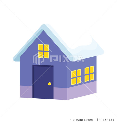 Snow-covered purple house Vector Snow-covered purple house Vector 120432434