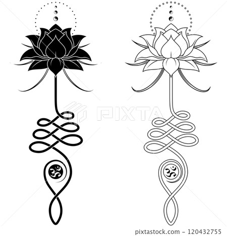 Lotus Flower with Unalome hindu symbol Lotus Flower with Unalome hindu symbol 120432755