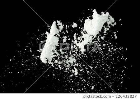 Snow dust element falling over dark night. Fluffy White snow splash flying or throwing in mid air. Snowfall on Black background isolated Snow dust element falling over dark night. Fluffy White snow splash flying or throwing in mid air. Snowfall on Black background isolated 120432827