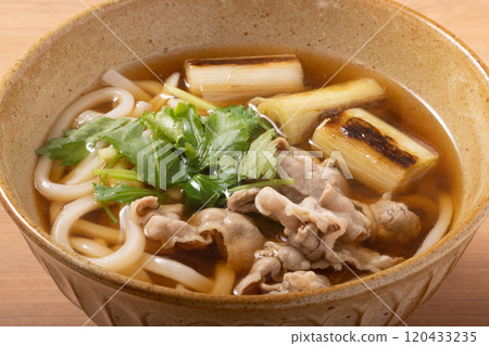 Duck and green onion udon (thinly sliced duck meat) 120433235