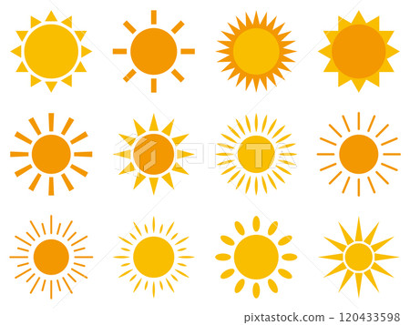 太陽簡單圖示圖集向量 120433598