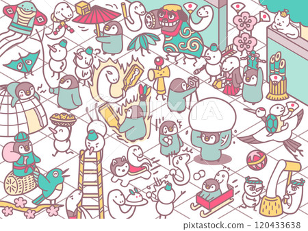 2025 New Year's card material Snake New Year illustration 2025 New Year's card material Snake New Year illustration 120433638