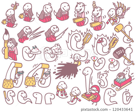 新年賀卡素材生肖蛇人物插畫 新年賀卡素材生肖蛇人物插畫 120433641