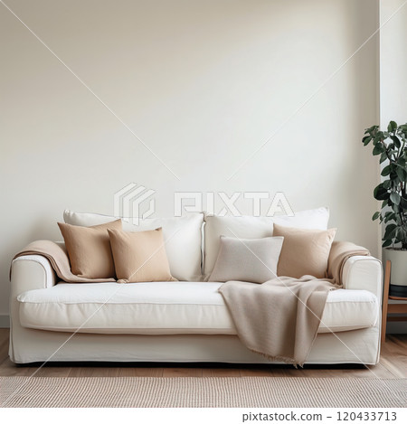 Blank empty white wall mockup, bright home bedroom interior with houseplants and light spots on the wall, cozy apartment decoration Blank empty white wall mockup, bright home bedroom interior with houseplants and light spots on the wall, cozy apartment decoration 120433713