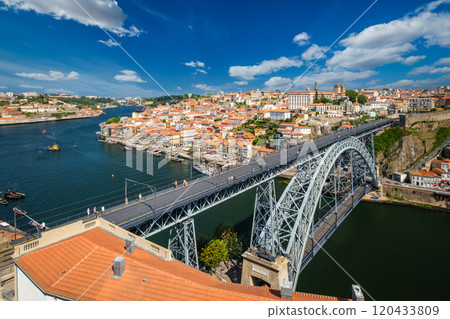 View of Porto city, Portugal, on sunset 120433809