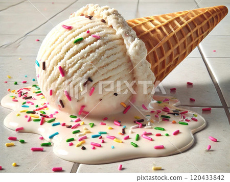 Ice cream on the floor 120433842