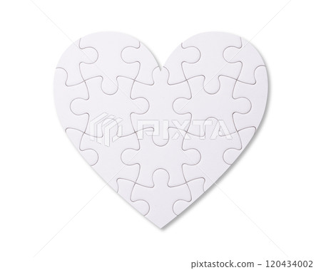 Heart shaped white jigsaw puzzle Heart shaped white jigsaw puzzle 120434002