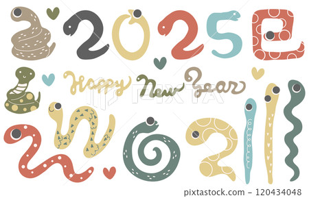 Pop and colorful snake illustration material 120434048