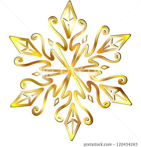 Illustration of gold lace-like snowflakes Illustration of gold lace-like snowflakes 120434265