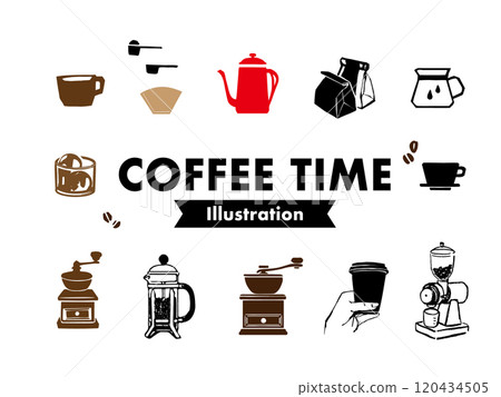 A simple illustration set related to coffee A simple illustration set related to coffee 120434505