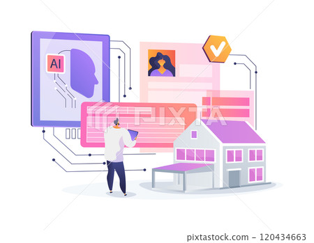 AI-Powered Tenant Screening abstract concept vector illustration. AI-Powered Tenant Screening abstract concept vector illustration. 120434663