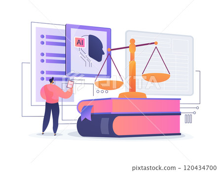 AI-Enhanced Legal Compliance abstract concept vector illustration. AI-Enhanced Legal Compliance abstract concept vector illustration. 120434700