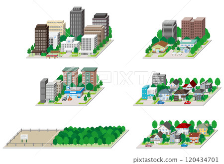 城市景觀的 3D 插圖。 120434701