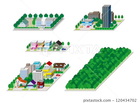 城市景觀的 3D 插圖。 120434702