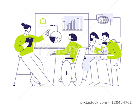 Calculate financial aid eligibility abstract concept vector illustration. 120434761