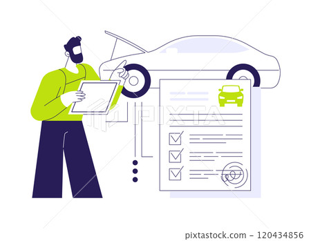 Get a roadworthiness certificate abstract concept vector illustration. 120434856