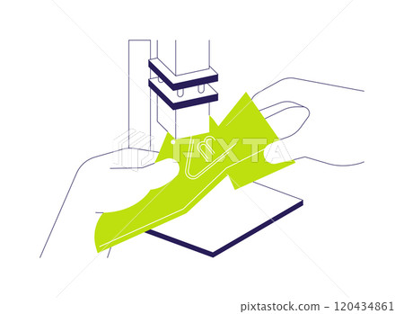 Shoe stamping abstract concept vector illustration. Shoe stamping abstract concept vector illustration. 120434861
