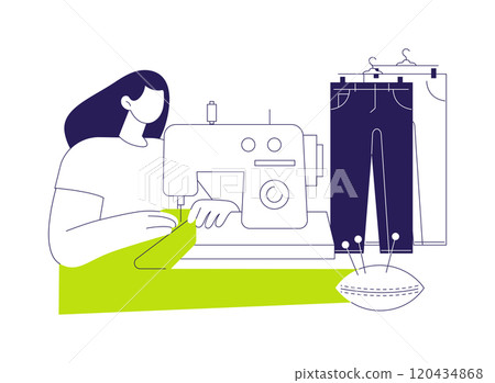Sewing jeans abstract concept vector illustration. 120434868