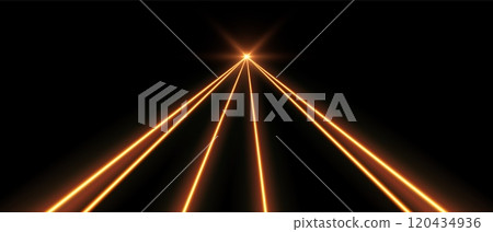 Orange laser beams, concert or nightclub spotlights light effect. 120434936