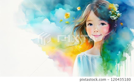 水彩可愛的女孩 120435180