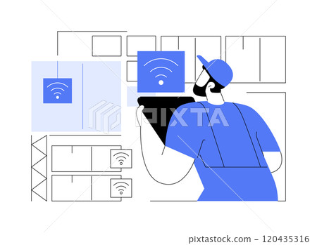 IoT in warehousing isolated cartoon vector illustrations. IoT in warehousing isolated cartoon vector illustrations. 120435316
