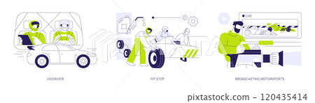 Professional racing competition abstract concept vector illustrations. 120435414
