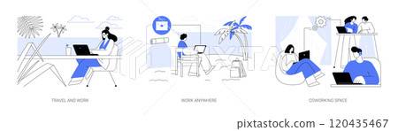 Freelance work isolated cartoon vector illustrations set 120435467