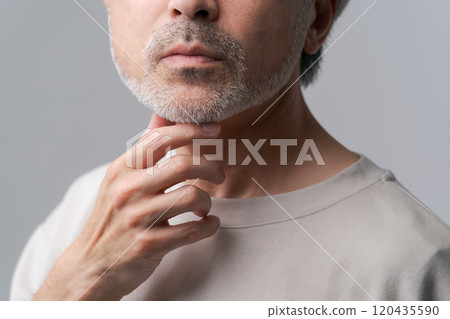 Middle-aged man with grey hair and beard 120435590