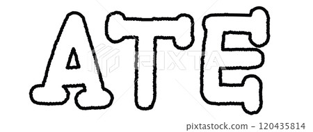 ATE letters outline for font, typography, text, message, cute patch, shirt print, women empowerment, girl power, sticker, kid colouring book, art, painting, alphabets, compliment, tattoo, sketch 120435814