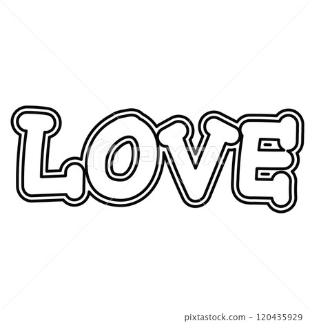 Outline of LOVE letters for Valentine's Day, font, typography, text, message, cute patches, shirt print, brooch, girl power, sticker, sign, label, wedding card, kid colouring book, art, painting, ads Outline of LOVE letters for Valentine's Day, font, typography, text, message, cute patches, shirt print, brooch, girl power, sticker, sign, label, wedding card, kid colouring book, art, painting, ads 120435929