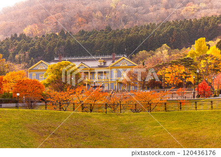Autumn leaves at the former Hakodate Ward Public Hall 120436176