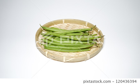 竹漏勺上的新鮮芸豆 竹漏勺上的新鮮芸豆 120436394