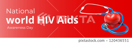 AIDS day, phonendoscope and heart on red background with text 120436551
