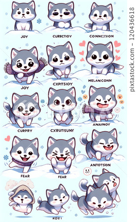 雪和哈士奇狗 120436618