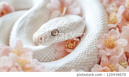 Snake on a flower AI image 120436678