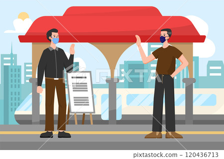 Social Distancing Illustration concept. Flat illustration isolated on white background 120436713