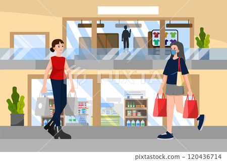 Social Distancing Illustration concept. Flat illustration isolated on white background 120436714