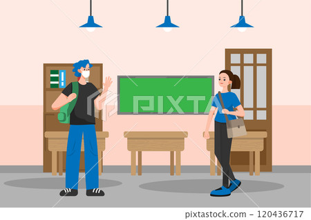 Social Distancing Illustration concept. Flat illustration isolated on white background 120436717