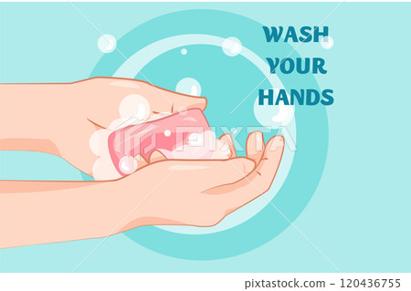 Wash your hands Illustration concept. Flat illustration isolated on white background Illustration concept. Flat illustration isolated on white background 120436755