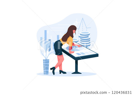 Workers analyzing financial income vector illustration 120436831