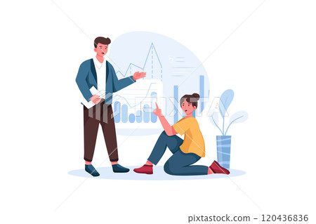 Young woman employee with professional equipment at working process. 120436836