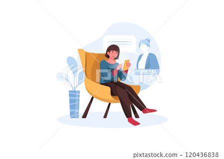 Young woman silhouette with mobile phone for contacts with people 120436838