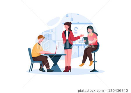 Team works on project with help of analytics 120436840