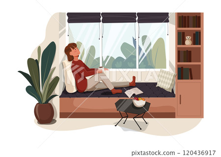 Work from homeWork from home Illustration concept. Flat illustration isolated on white background Work from homeWork from home Illustration concept. Flat illustration isolated on white background 120436917