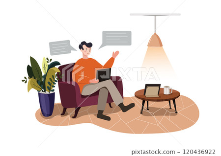 Work from homeWork from home Illustration concept. Flat illustration isolated on white background Work from homeWork from home Illustration concept. Flat illustration isolated on white background 120436922