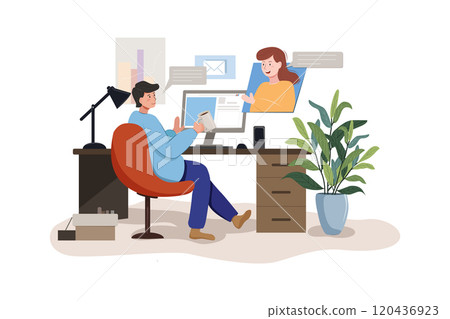 Work from homeWork from home Illustration concept. Flat illustration isolated on white background Work from homeWork from home Illustration concept. Flat illustration isolated on white background 120436923