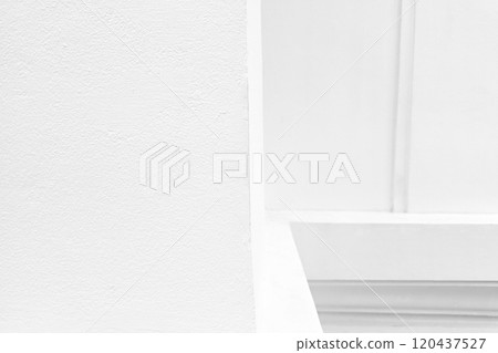 White Stucco Wall with Natural Light and Shadow Background. 120437527