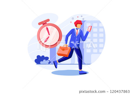 Businessmen go to work, the late person using a smartphone 120437863